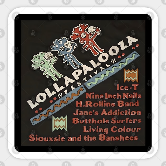 Lollapalooza 1991 Festival Alt Rock Sticker by Desert Owl Designs